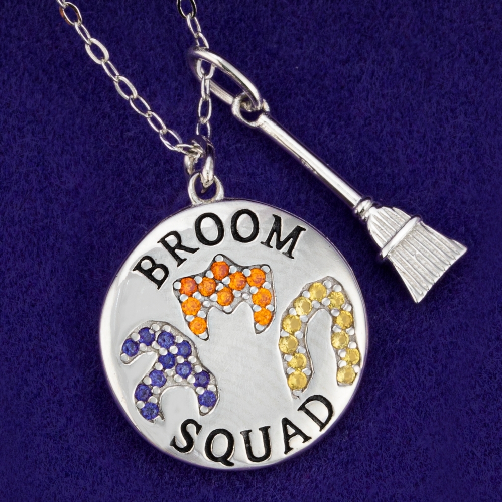 Disney Hocus Pocus Sanderson Sister Broom Squad Necklace, Charmed Aroma